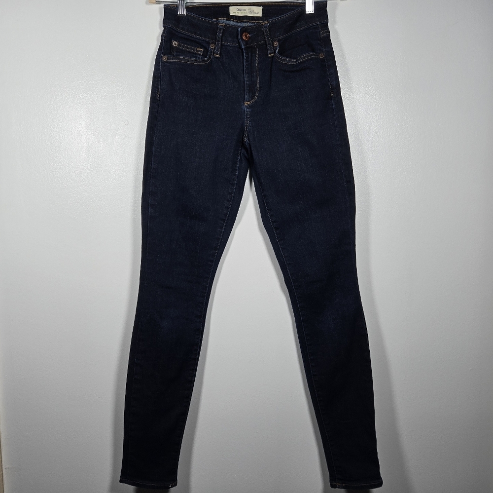 GAP Curvy True Skinny Dark Wash Denim Jeans Size 27 Tall